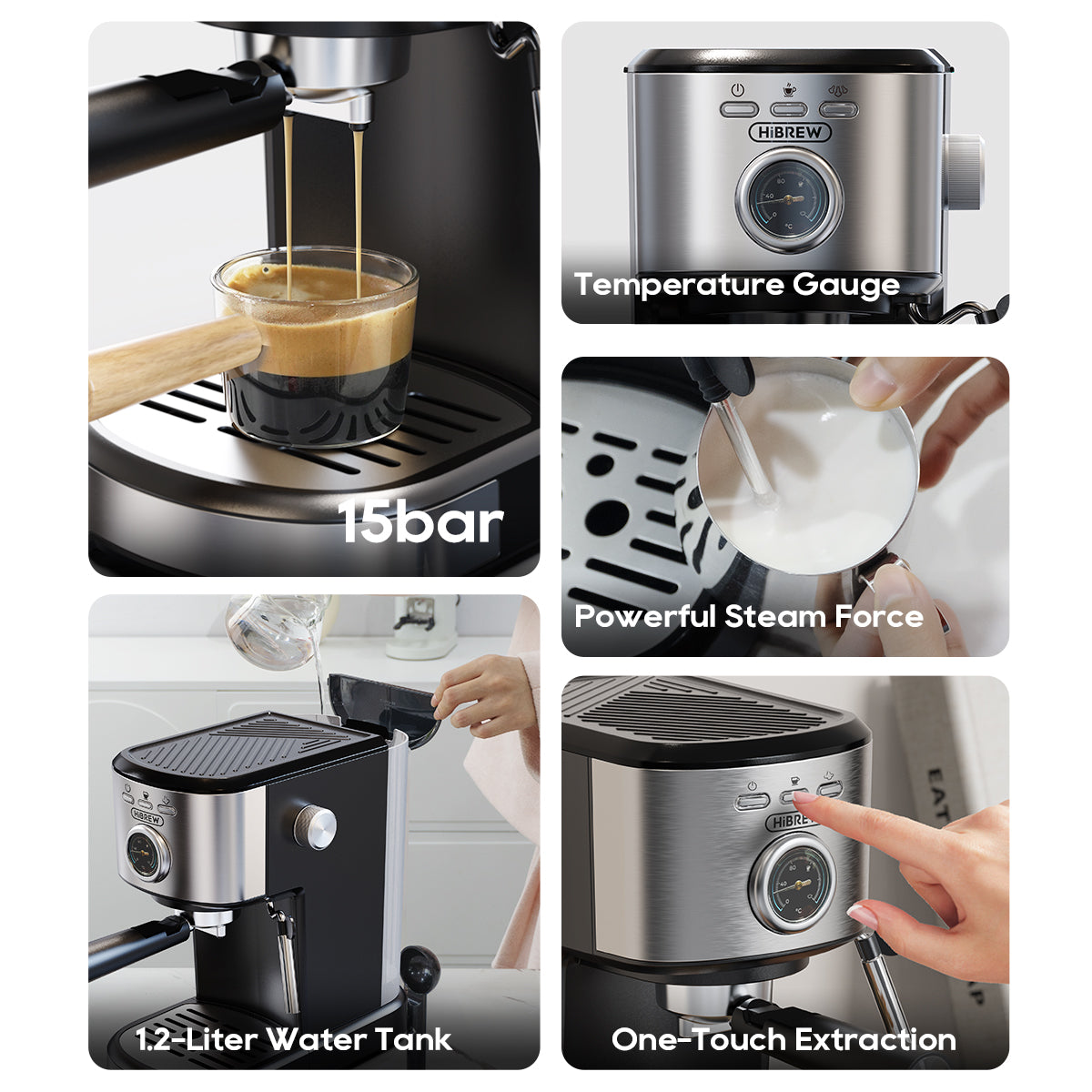 Powerful Steam Wand with 15Bar