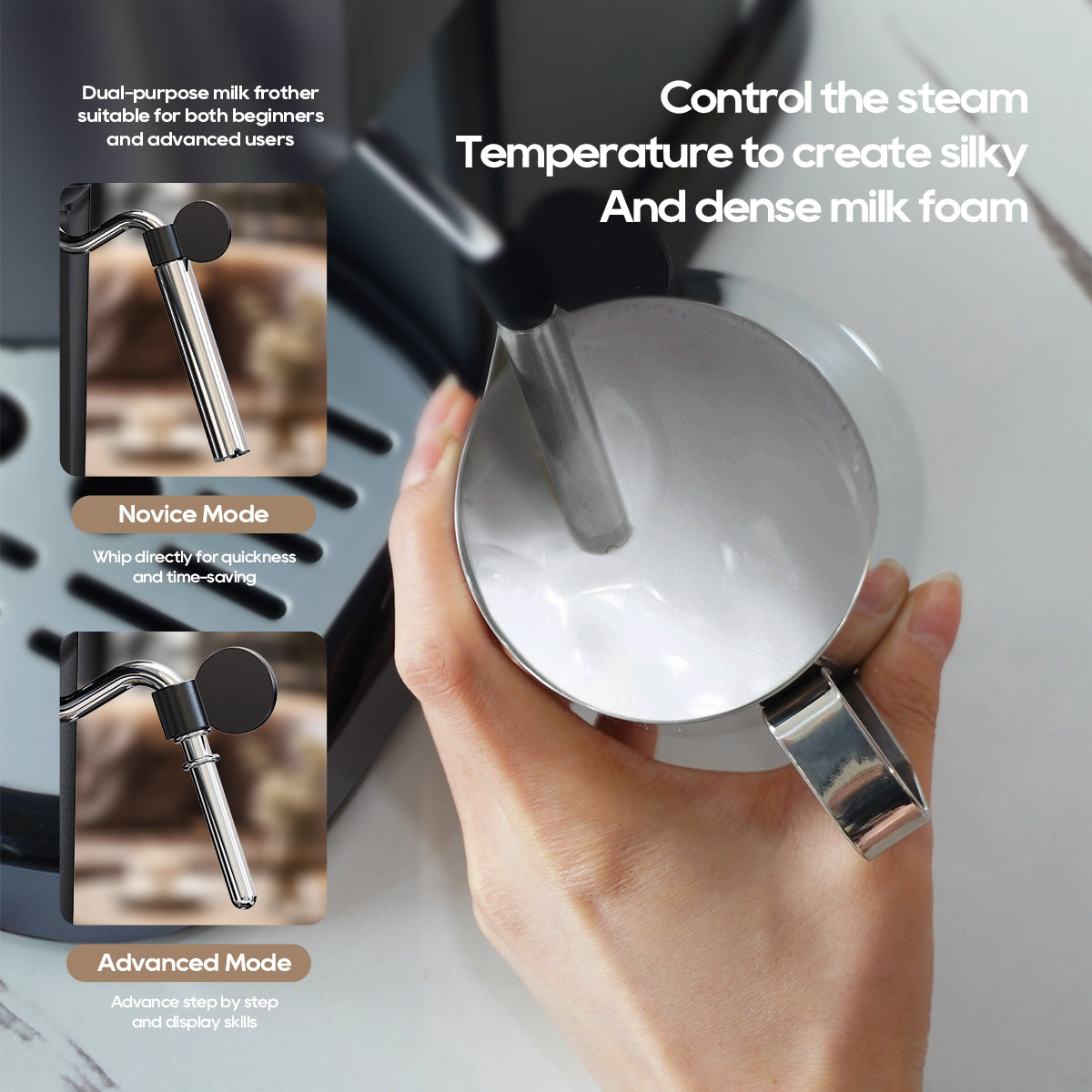 Dual-Purpose Milk Frother for Beginners & Pros
