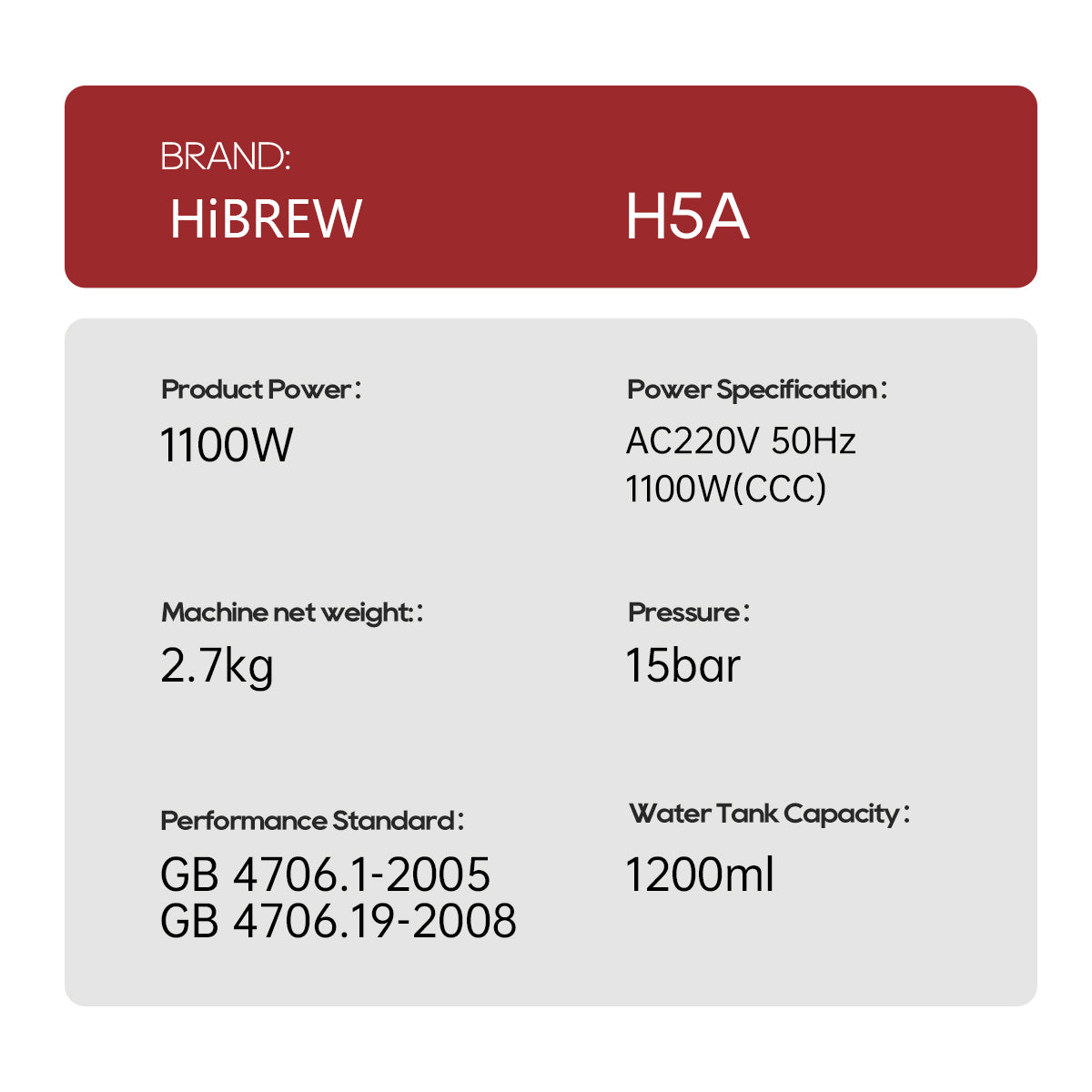 1100W, 15Bar Pressure, 1.2L Tank, 2.7kg – Certified for Safety & Performance
