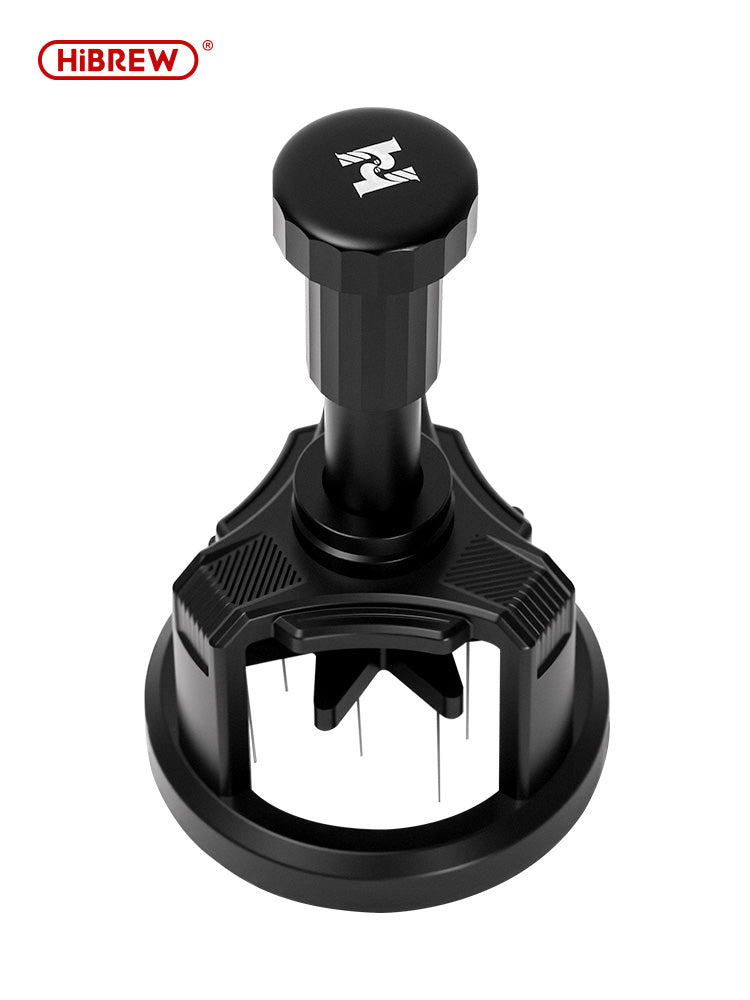 HiBREW 51mm Press & Spin WDT Tool - Magnetic Espresso Coffee Powder Distributor (Aluminum & Stainless Steel)