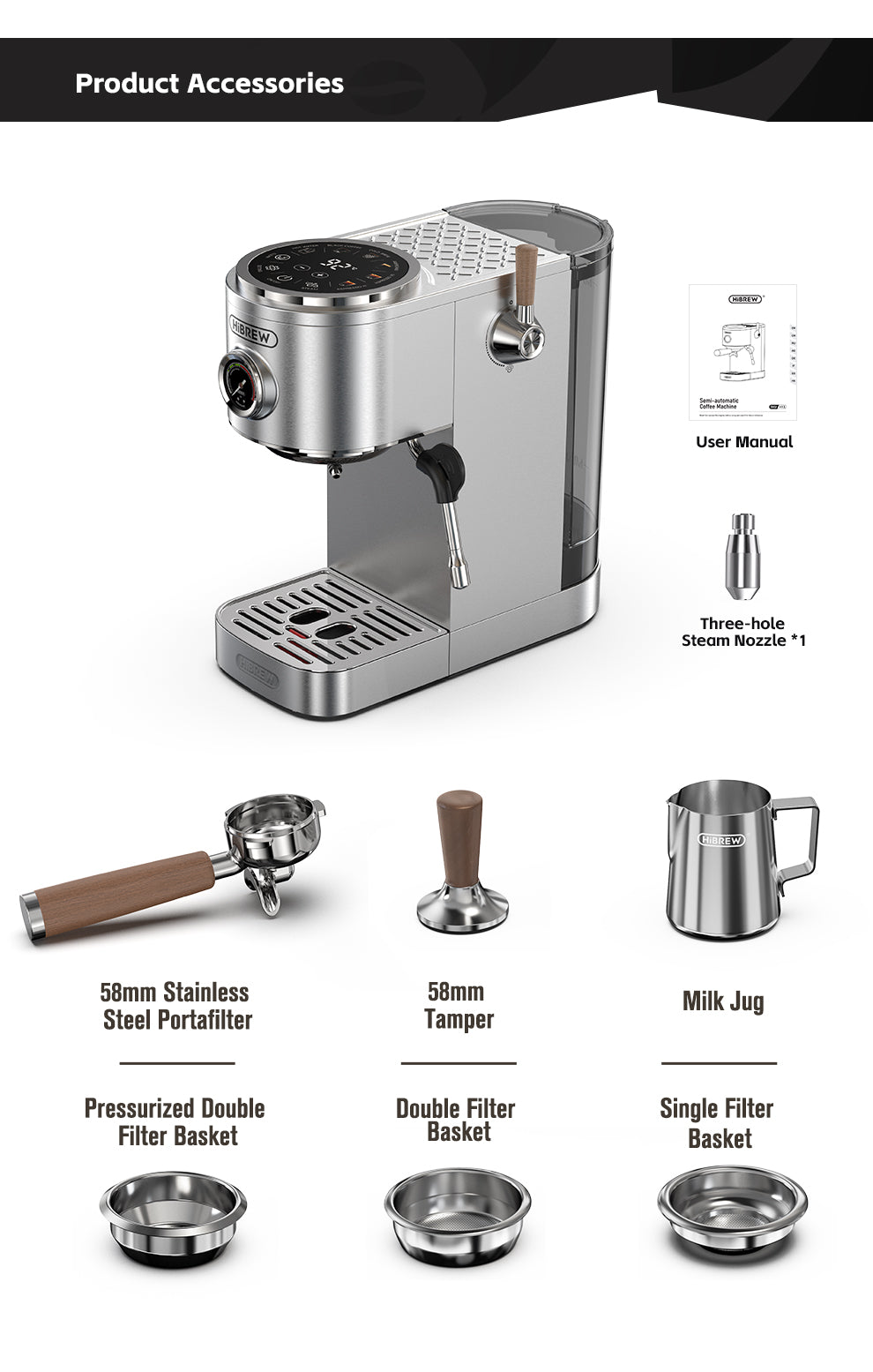 HiBREW Dual Boiler Espresso Machine with Intuitive Touchscreen H13