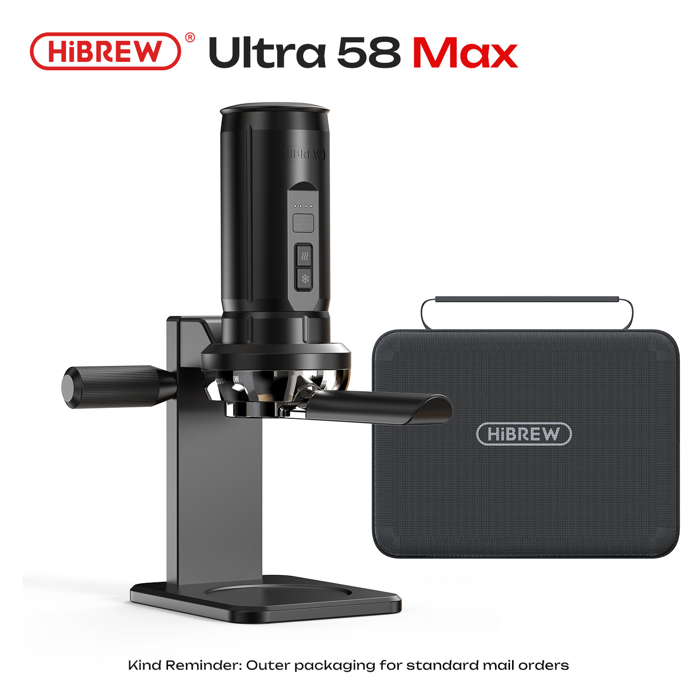 HiBREW Ultra 58 Max, 58mm Bottomless Portafilter and Metal Base Station for H4C Portable Espresso Machine, Professional Barista Ultra Accessories