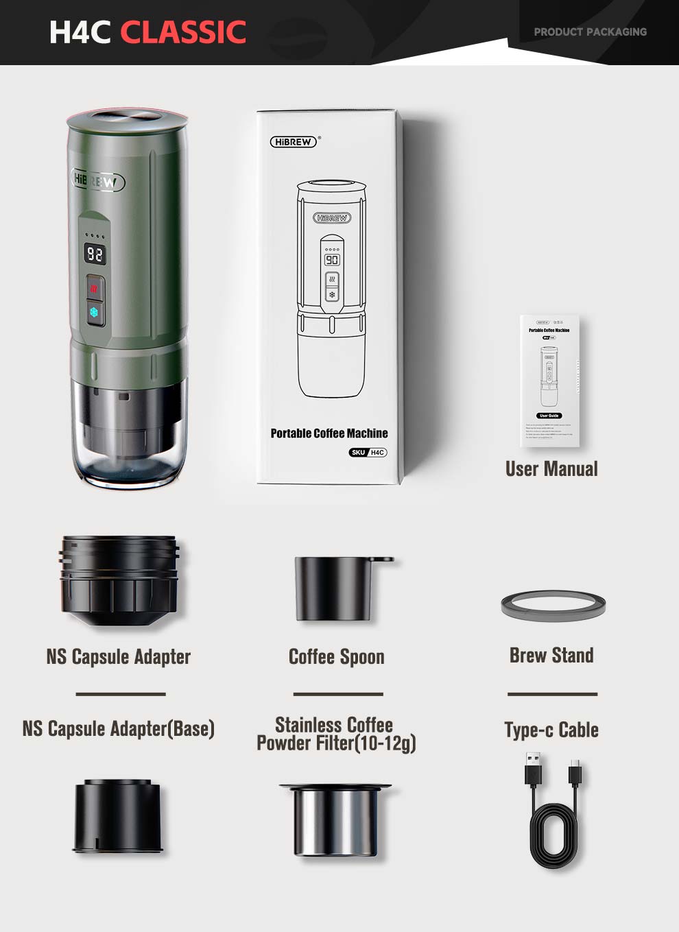 HiBREW H4C – Portable Espresso Maker with Detachable Battery