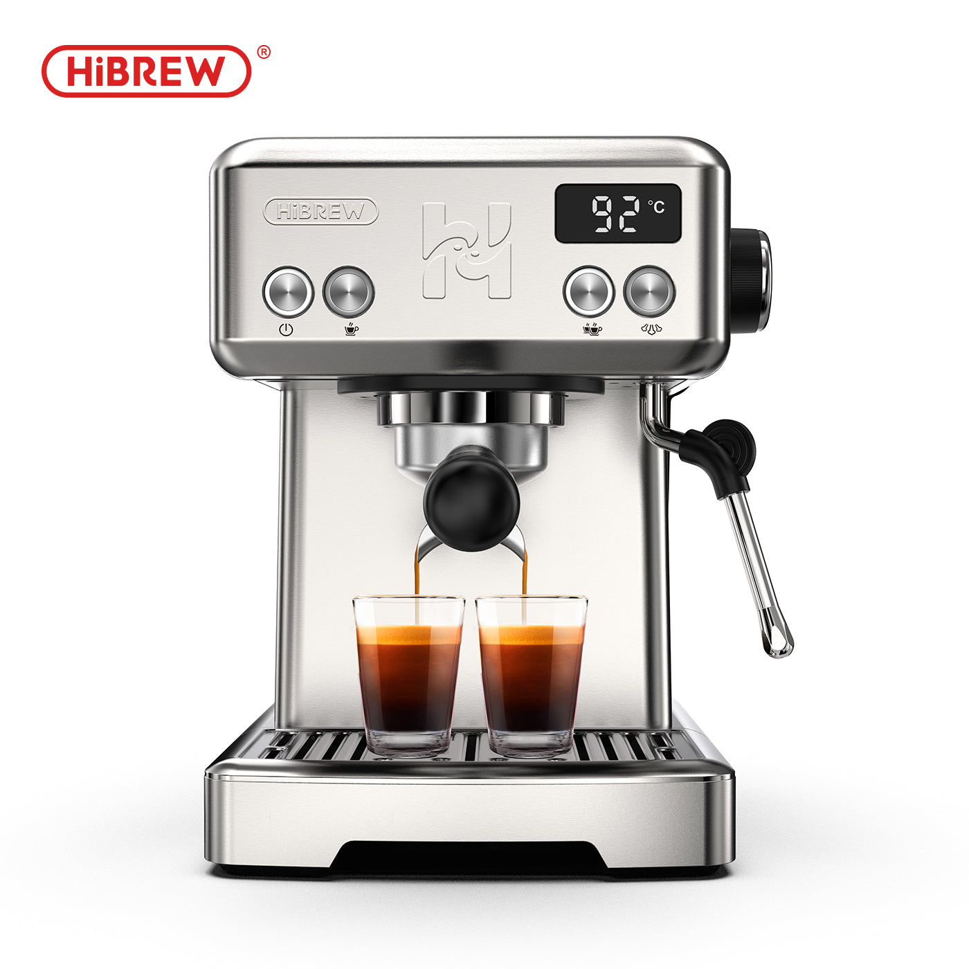 HiBREW H10 Semi-Automatic Espresso Machine | 15Bar Pump | 1.8L Tank | Adjustable Temperature Control