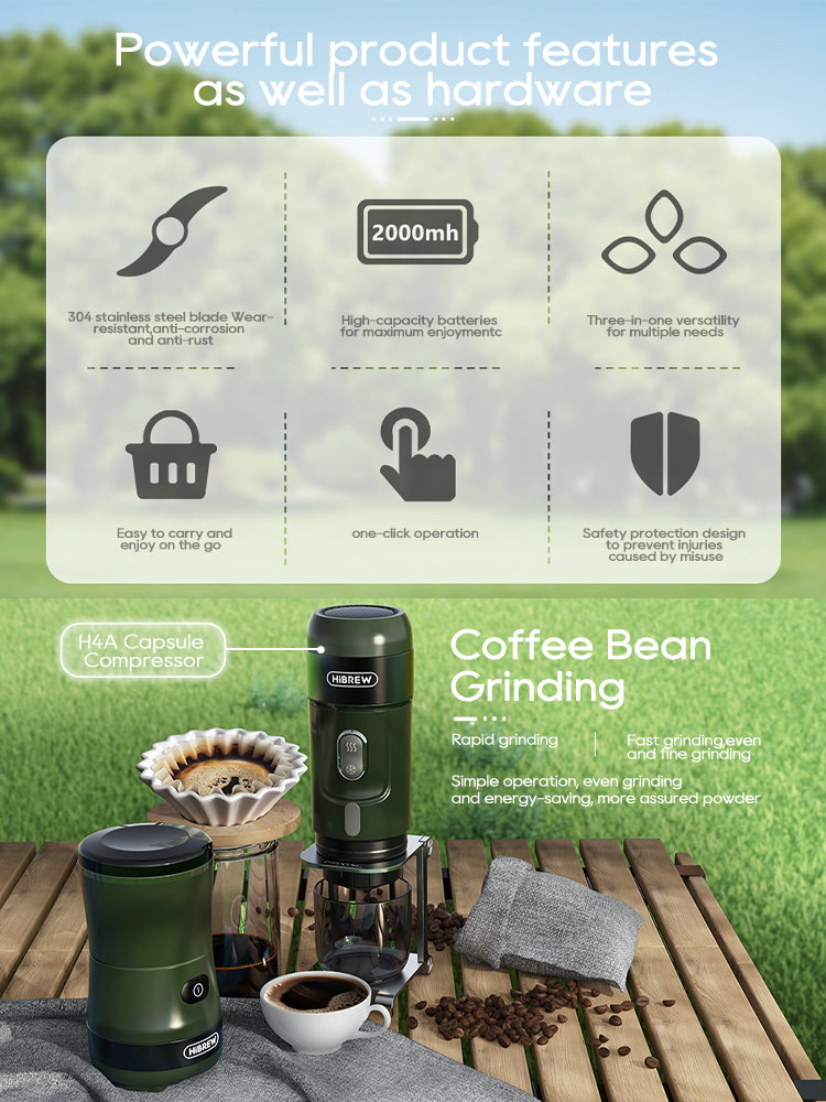 HiBREW Portable 3in1 Electric Coffee Grinder 2000mAh  G2