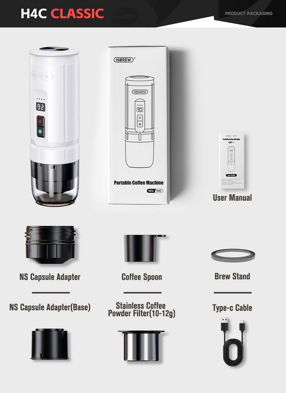 HiBREW H4C – Portable Espresso Maker with Detachable Battery