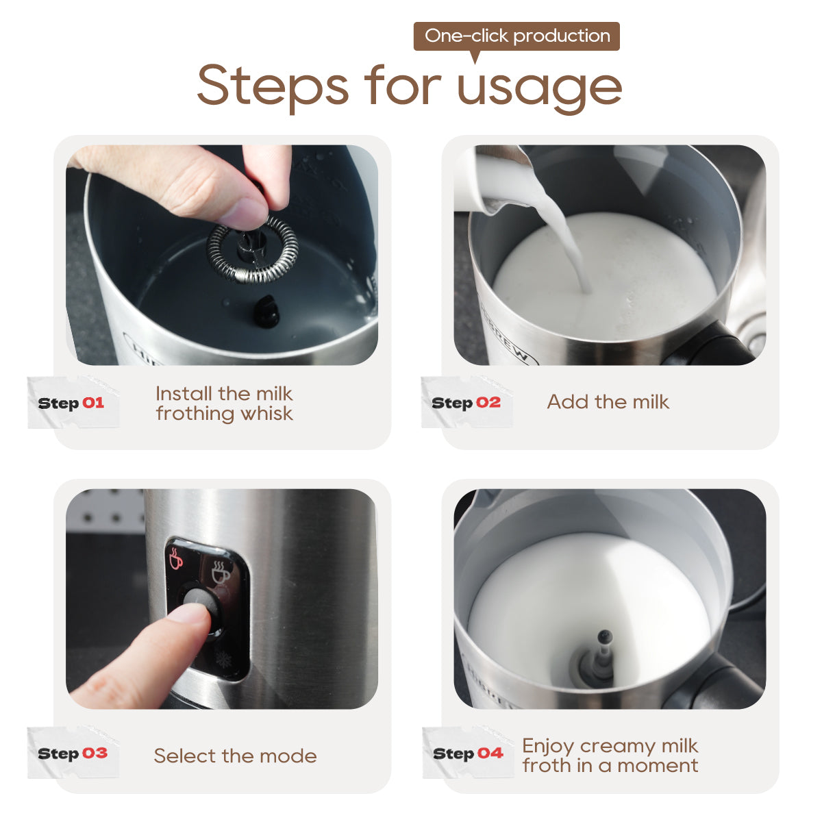 HiBREW 4 in 1 Milk Frother Fully automatic Milk Warmer  M3A