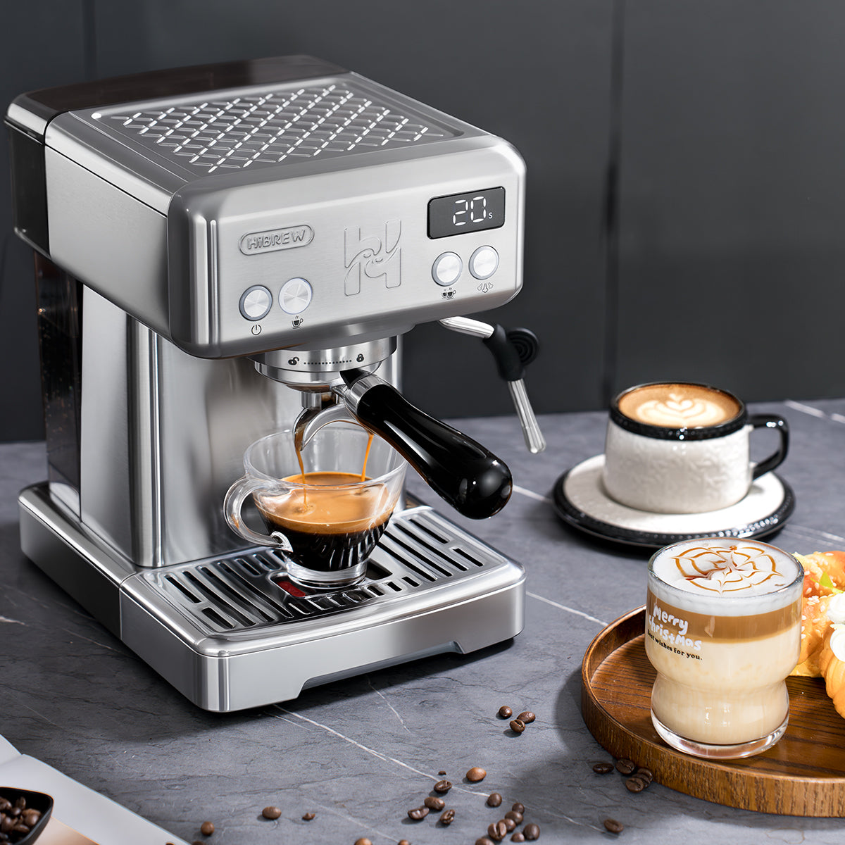 HiBREW H10 Semi-Automatic Espresso Machine | 15Bar Pump | 1.8L Tank | Adjustable Temperature Control