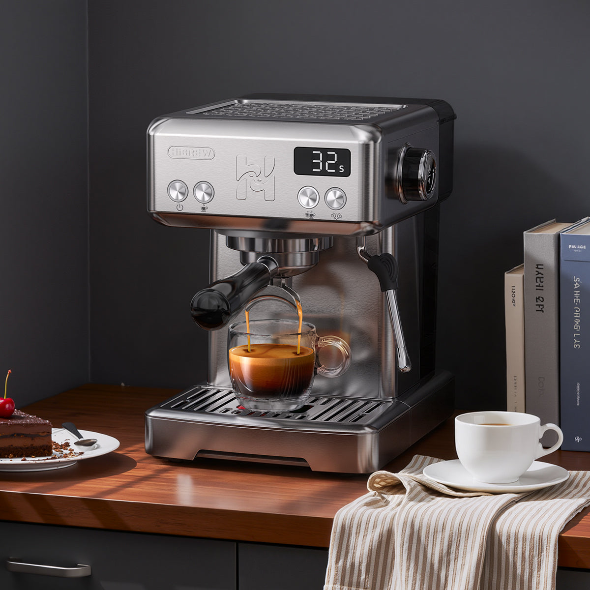 HiBREW H10 Semi-Automatic Espresso Machine | 15Bar Pump | 1.8L