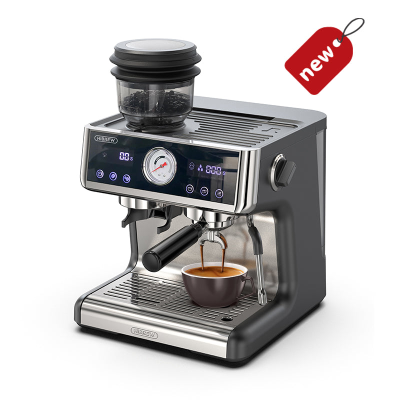 HiBREW Coffee Maker Cafetera 19 Bar Inox Semi Automatic Super Slim ESE POD&  Powder Espresso Cappuccino Machine Hot Water H11