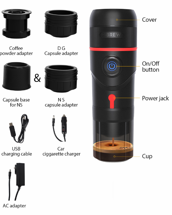 HiBREW H4A cafetera espresso, cafetera portátil, cafetera 12V, 15