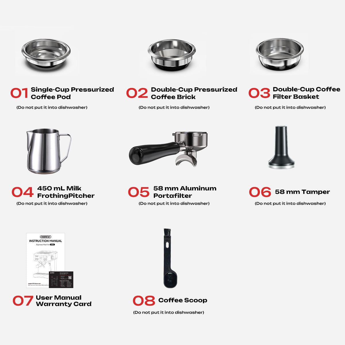 HiBREW H10 Semi-Automatic Espresso Machine | 15Bar Pump | 1.8L Tank | Adjustable Temperature Control