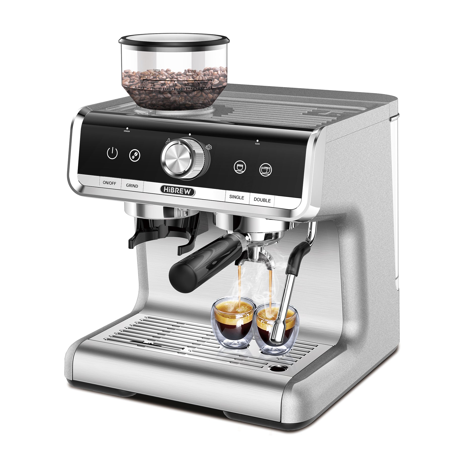 HiBREW H10A Macchina per caffè espresso semiautomatica, pressione 19 bar,  montalatte, temperatura regolabile, brocca da 350 ml