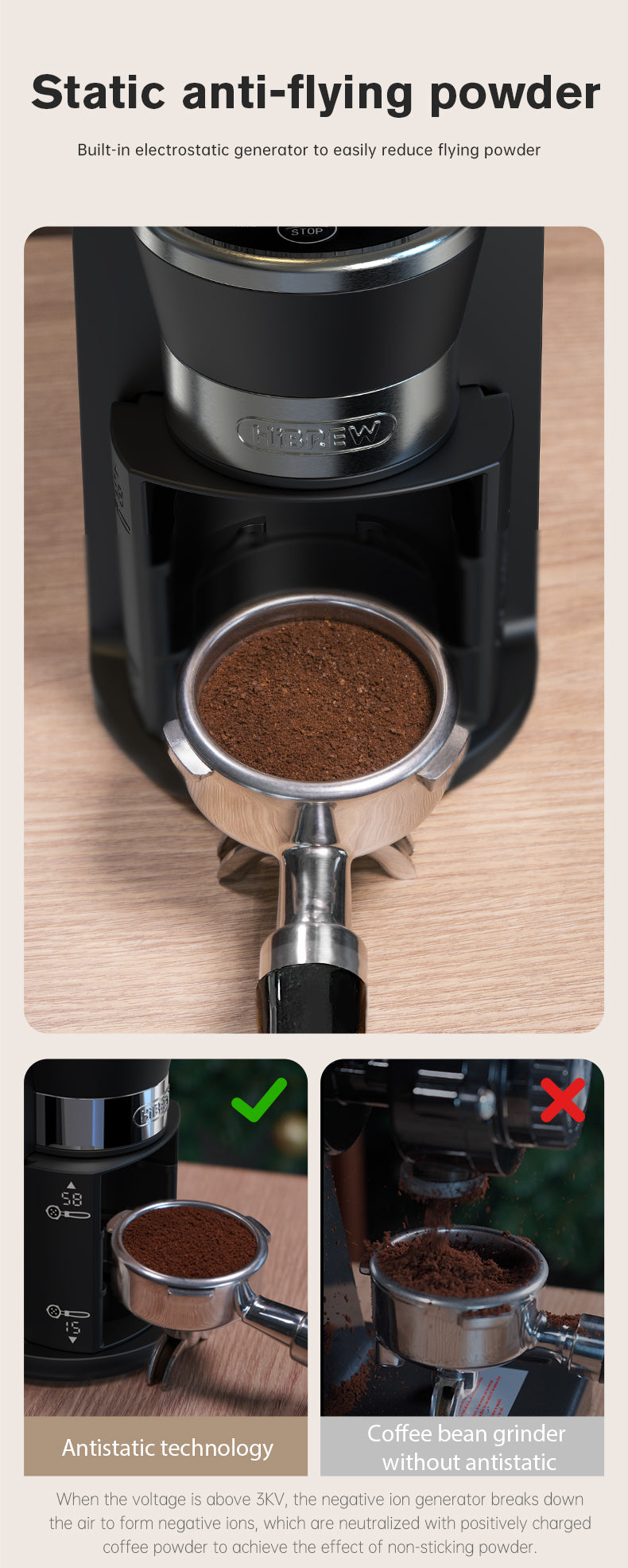 HiBREW Automatic Burr Mill Electric Coffee Grinder with 34 Gears  Visual Bean Storage G3A