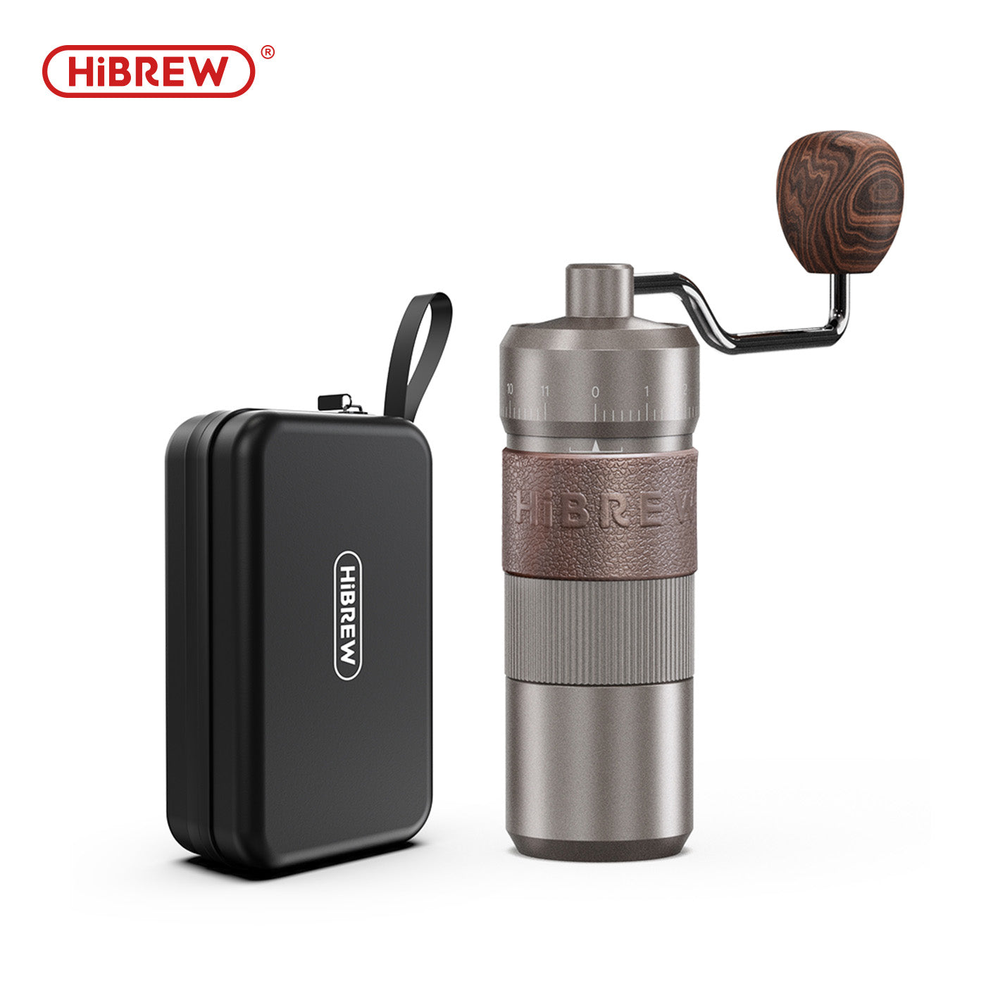 HiBREW Manual Coffee Grinder Portable High Quality Hand Grinder Mill Aluminium With Visual Bean Storage G4B