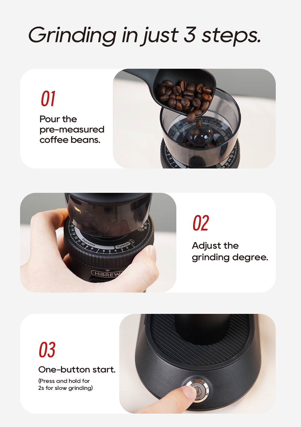 HiBREW G5 48mm Conical Burr Electric Coffee Grinder