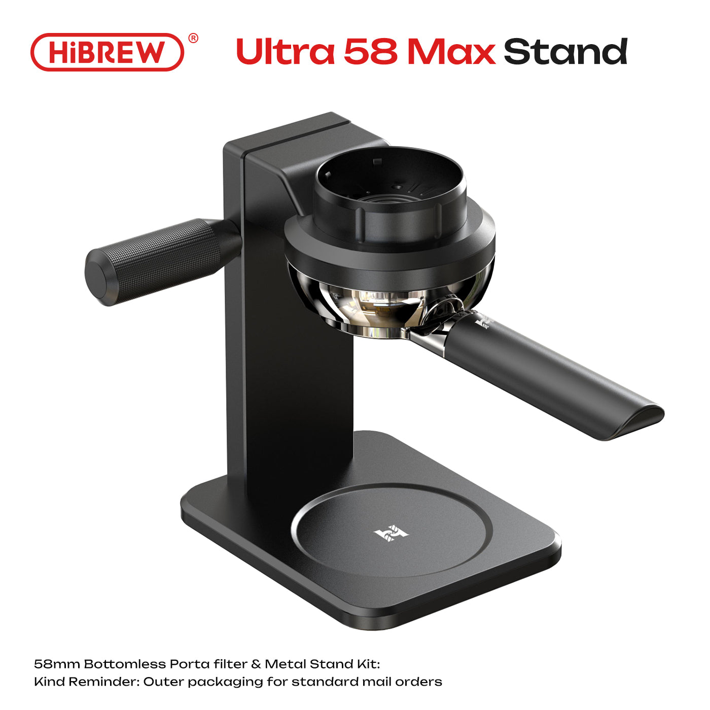 HiBREW 58mm Bottomless Portafilter and Metal Stand Kit, Ultra 58 Barista Base Station for H4C Espresso Machine Accessories