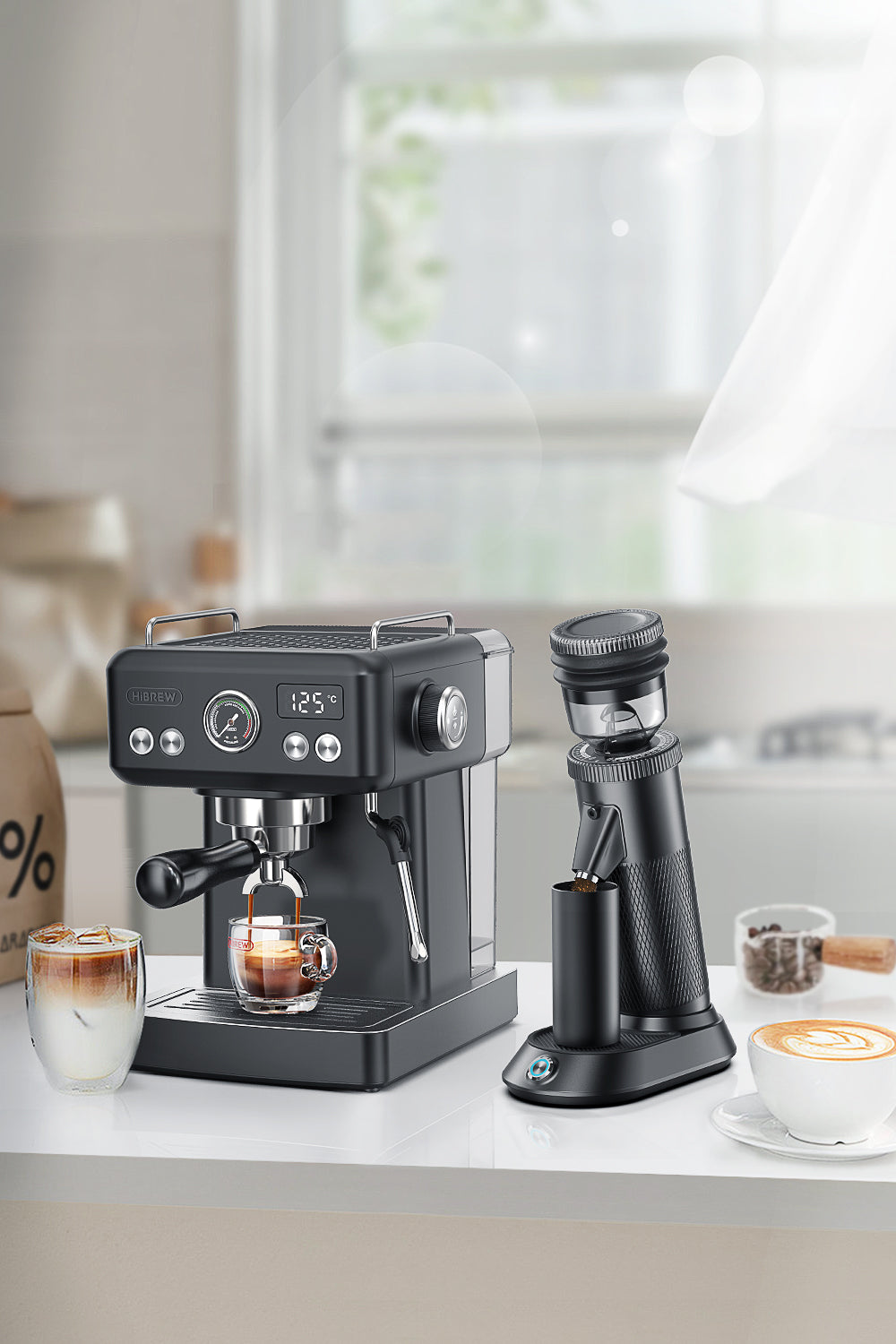HiBREW  Semi Automatic Espresso Coffee Machine Temperature Adjustable H10A