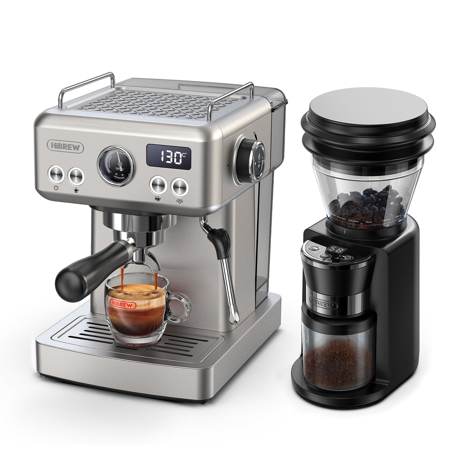 HiBREW Barista Pro 19Bar Bean Grinder Steamer Espresso Coffee